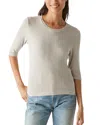 Michael Stars Maeve Elbow Sleeve Crewneck Top In Cement