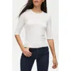 Michael Stars Maeve Elbow Sleeve Rib T-shirt In Chalk