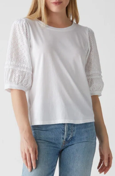 Michael Stars Maisie Eyelet Sleeve Cotton & Modal Top In White