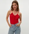 Michael Stars Malani Front Tie Tank In Red