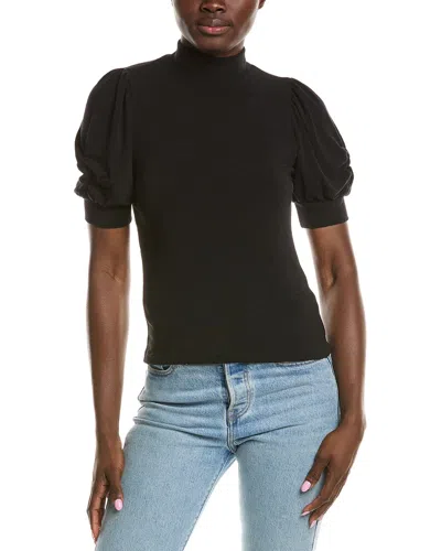 Michael Stars Mallory Gathered Sleeve Top In Black