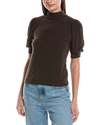 Michael Stars Mallory Gathered Sleeve Top In Brown