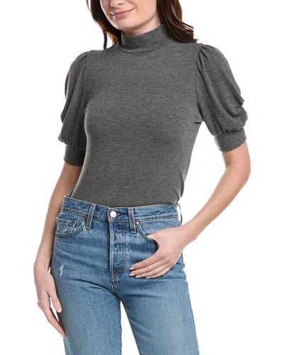 Michael Stars Mallory Gathered Sleeve Top In Grey
