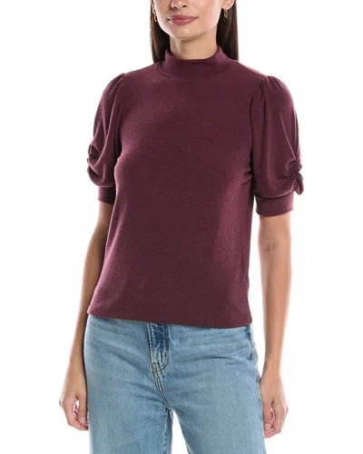 Michael Stars Mallory Gathered Sleeve Top In Purple