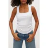 Michael Stars Maribel Square Neck Rib Tank In White