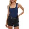 Michael Stars Maribel Square Neck Tank In Blue
