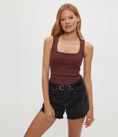 Michael Stars Maribel Square Neck Tank In Burgundy