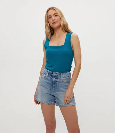 Michael Stars Maribel Square Neck Tank In Blue