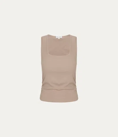 Michael Stars Maribel Square Neck Tank In Brown