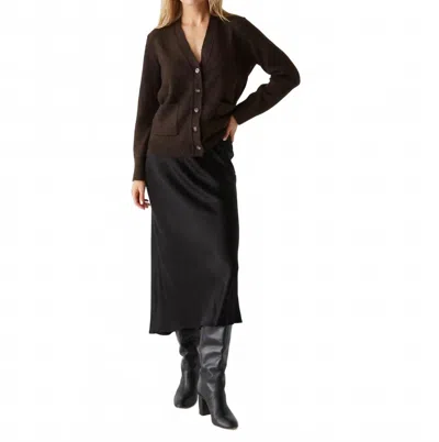 Michael Stars Mariko Long Sleeve Cardigan In Brown
