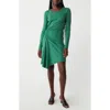 Michael Stars Marina Side Ruched Long Sleeve Dress In Palm