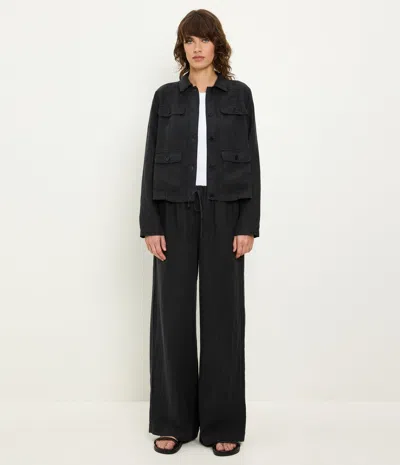 Michael Stars Marissa Linen Drawstring Pant In Black