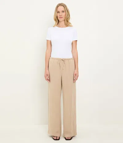 Michael Stars Marissa Linen Drawstring Pant In Macadamia In Brown