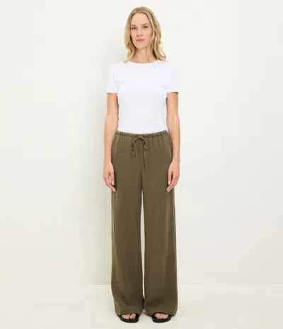 Michael Stars Marissa Linen Drawstring Pant In Green