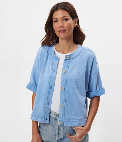 Michael Stars Marlow Mineral Wash Cardigan In Blue