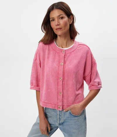 Michael Stars Marlow Mineral Wash Cardigan In Pink