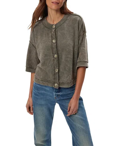 Michael Stars Marlow Wide Sleeve Cardigan Sweater In Green