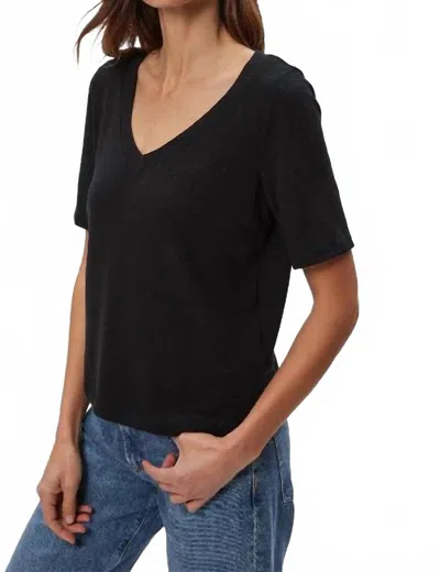 Michael Stars Matty Tahoe Jersey Short Sleeve V Tee In Black