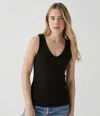 Michael Stars Maya Cotton V-neck Tank In Tangerine