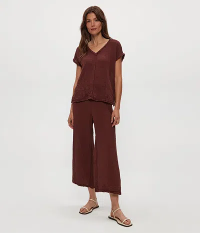 Michael Stars Medina Cotton Smocked Waist Pants In Brown
