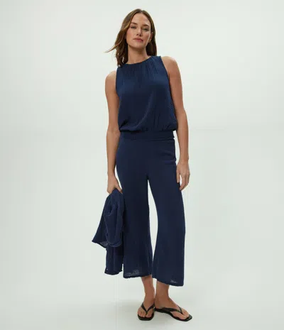 Michael Stars Medina Cropped Gauze Pant In Blue