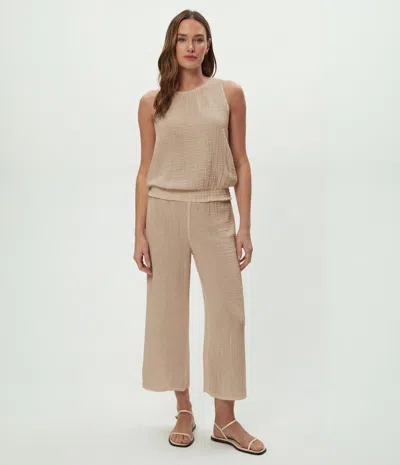 Michael Stars Medina Cropped Gauze Pant In Brown