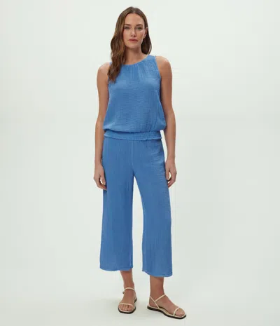 Michael Stars Medina Cropped Gauze Pant In Blue