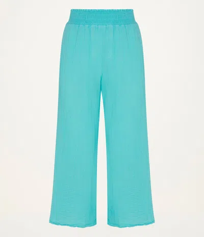 Michael Stars Medina Cropped Gauze Pant In Blue