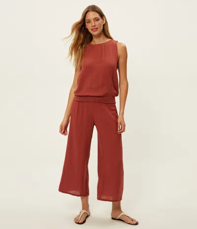 Michael Stars Medina Cropped Gauze Pant In Brown