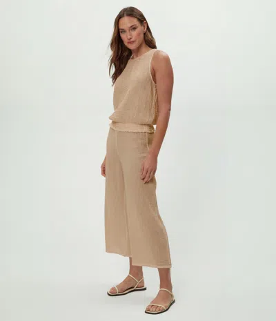 Michael Stars Medina Cropped Gauze Pant In Brown