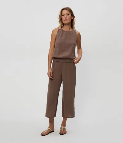 Michael Stars Medina Cropped Gauze Pant In Cobblestone
