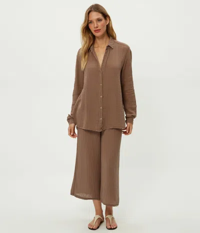 Michael Stars Medina Cropped Gauze Pant In Cobblestone
