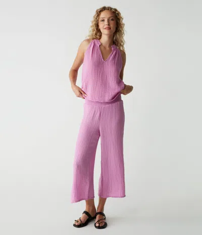 Michael Stars Medina Cropped Gauze Pant In Crescent