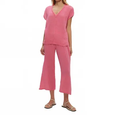 Michael Stars Medina Cropped Gauze Pant In Zinnia In Pink