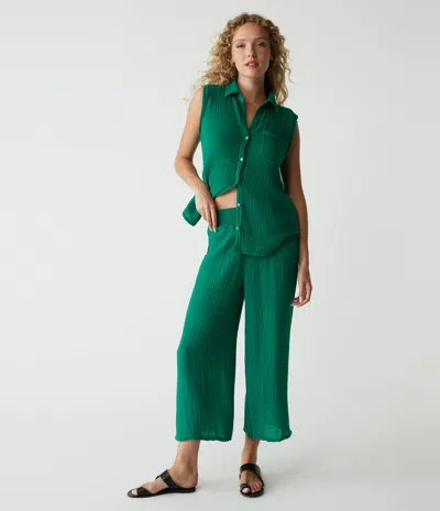 Michael Stars Medina Cropped Gauze Pant In Kelly