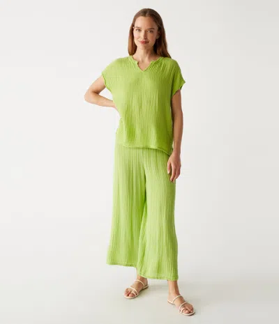 Michael Stars Medina Cropped Gauze Pant In Lettuce