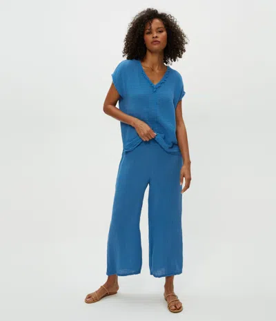 Michael Stars Medina Cropped Gauze Pants In Ocean In Blue