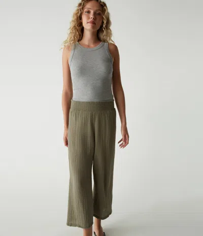 Michael Stars Medina Cropped Gauze Pant In Olive