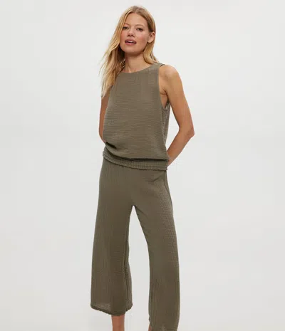 Michael Stars Medina Cropped Gauze Pant In Olive