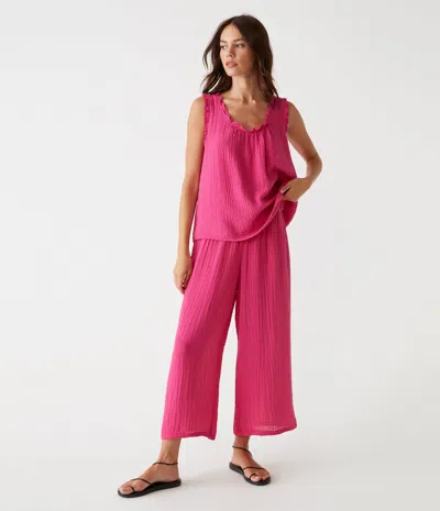 Michael Stars Medina Cropped Gauze Pant In Pitaya