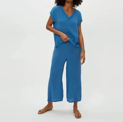 Michael Stars Medina Cropped Gauze Pants In Ocean In Blue