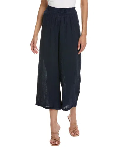 Michael Stars Medina Smocked Waist Cropped Pant In Blue