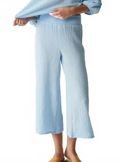 Michael Stars Medina Smocked Waist Cropped Pant In Water In Blue