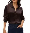 Michael Stars Meredith Button Down Shirt In Java In Black
