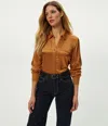 Michael Stars Meredith Satin Button Down Shirt In Animal Print