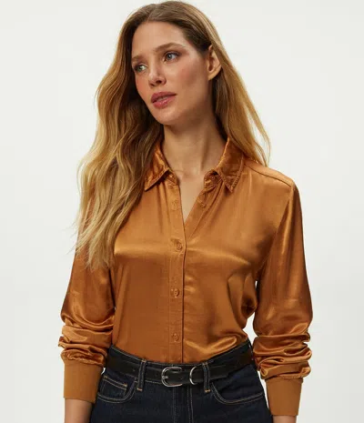 Michael Stars Meredith Satin Button Down Shirt In Animal Print