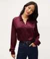 Michael Stars Meredith Satin Button Down Shirt In Beetroot