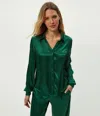 Michael Stars Meredith Satin Button Down Shirt In Black