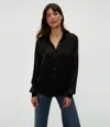Michael Stars Meredith Satin Button Down Shirt In Black