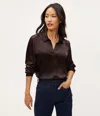 Michael Stars Meredith Satin Button Down Shirt In Java